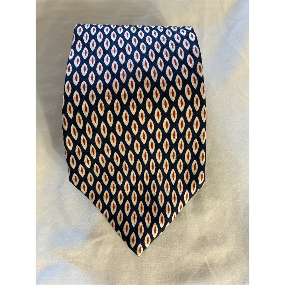 Villa Bugatti—100% Italian Silk Necktie Tie Abstract Multi Blue Red White Luxury